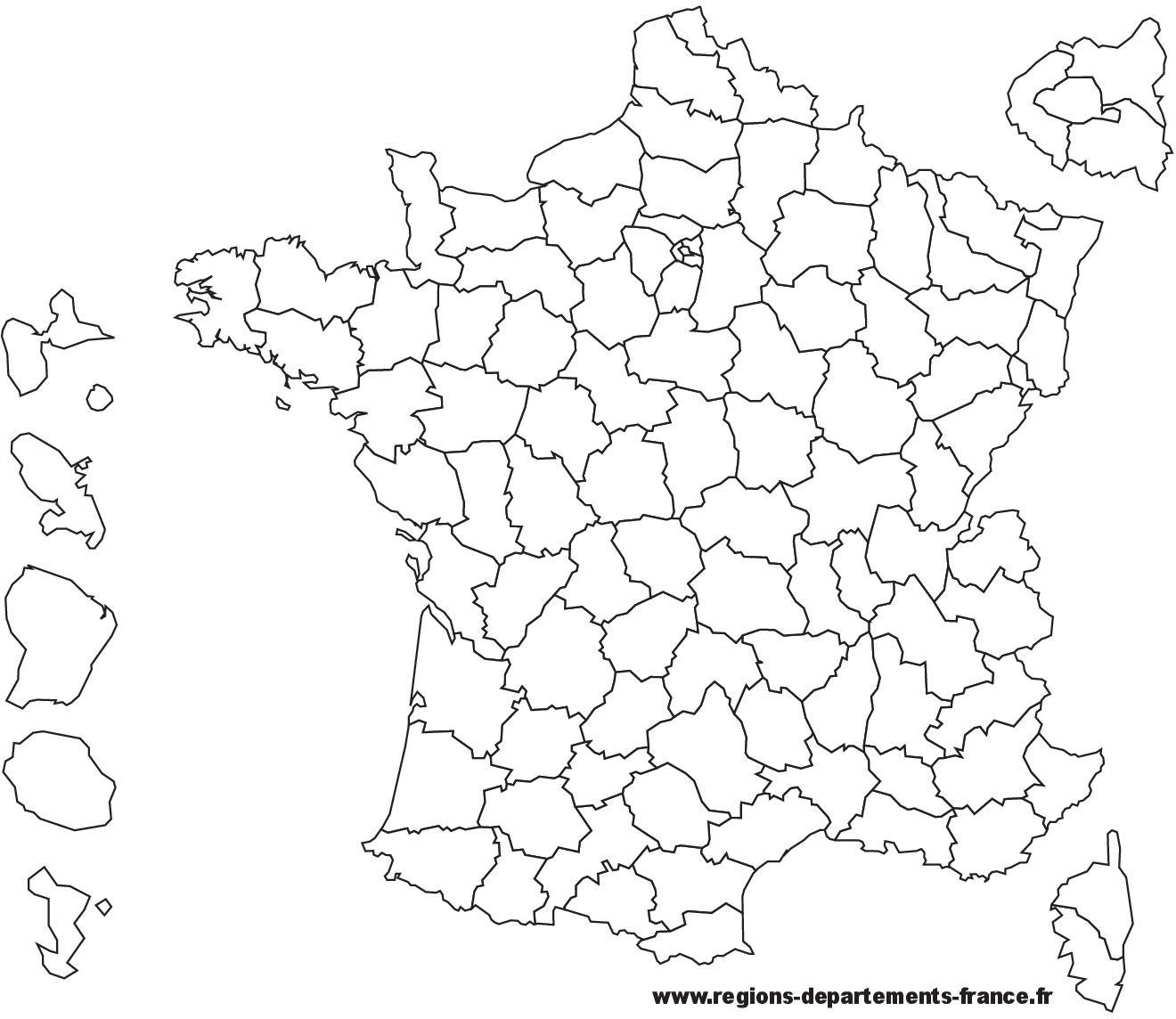 carte de France avec départements vierge